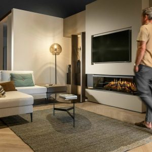 Net Zero E-One 130 Bay Holographic Modern Electric Fireplace